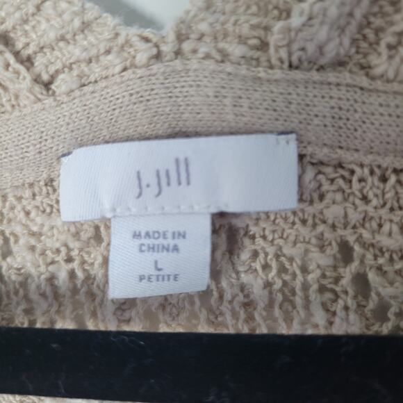 J. Jill Sweater Cardigan Cream Open front chunky Matching Sweater Tank SZ L - Picture 8 of 14